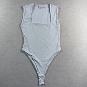 Lizette Collection White Square Neck Sleeveless Thong Bodysuit LC7010 Size M